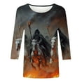 thumbnail image 4 of VKOYWKM Women's Halloween Tops 3/4 Sleeve Witch Print Halloween Vintage Top Loose Fit Crew Neck Spooky Graphic Tees, 4 of 5