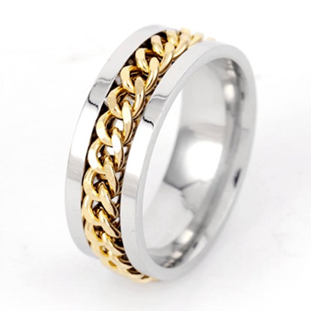 Anillo de botella abierta, anillo de cerveza abierto, anillo giratorio de descompresión, cadena giratoria para hombres, anillo de acero de titanio, joyería de acero inoxidable