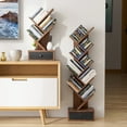thumbnail image 3 of Gymax 5-Tier Tree Bookshelf w/ Wooden Drawer Display Storage Organizer Rack Brown, 3 of 10