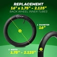 thumbnail image 2 of 16'' x 1.5/1.75/1.95/2.125 Back Wheel Replacement Inner Tubes (2-Pack) Compatible with Graco Click/Go Jogging/BoB Revolution SE/Pro/Flex/SU - Made from BPA/Latex Free Butyl Rubber, 2 of 6