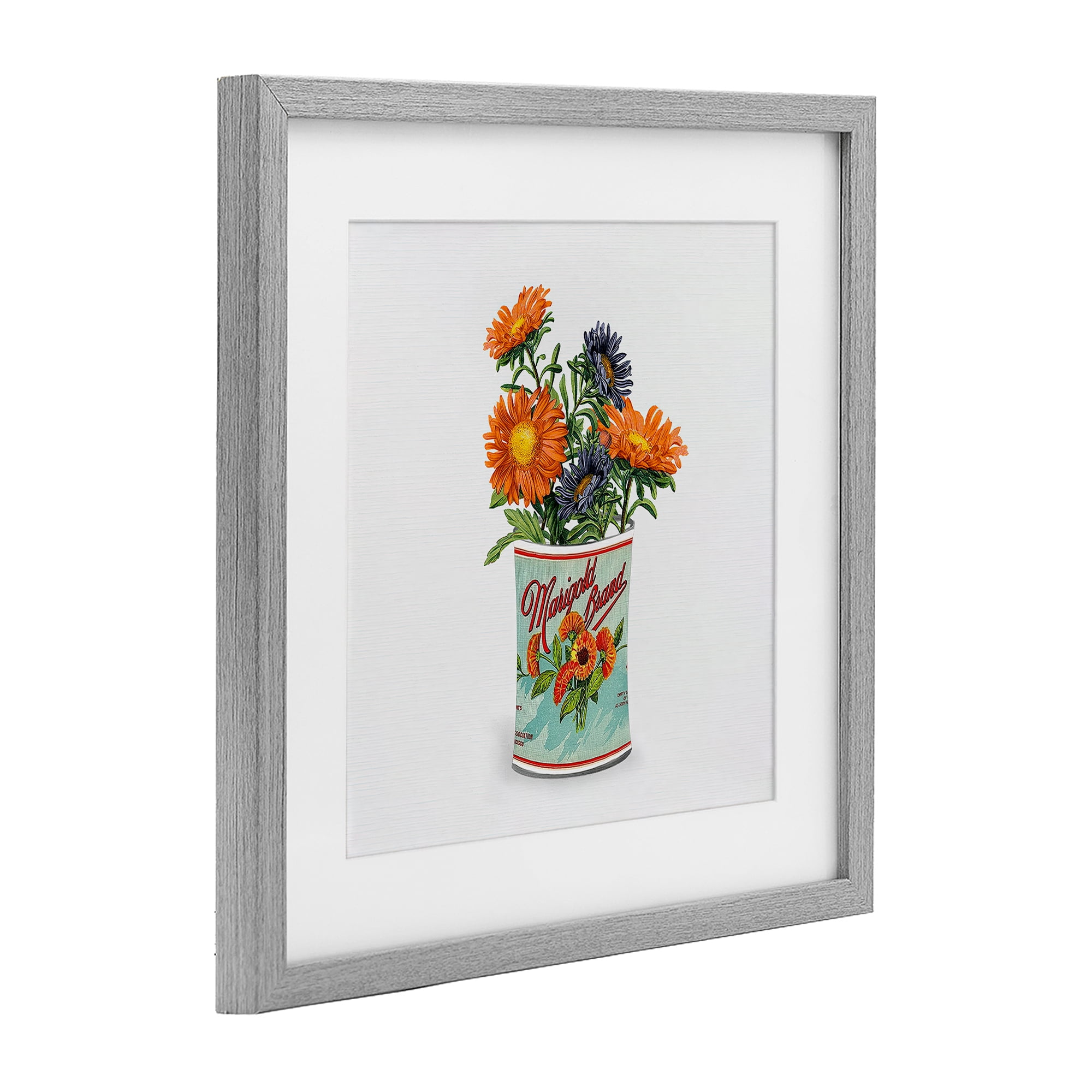 Stupell Industries Nostalgic Marigold Tin Bouquet Gray Framed Print Under Glass, design by Val Rhodes