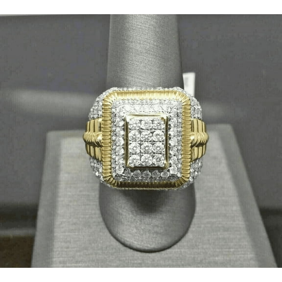 Forever Jewels 3Ct Round Moissanite Men Wedding Pinky Ring 14k Yellow Gold Plated