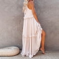 thumbnail image 4 of IROINNID Fit&Flare Dress For Women Sleeveless Round Neckline Summer Casual Halter Bandage Vest Long Dress Strapless Solid Color Dress, 4 of 8