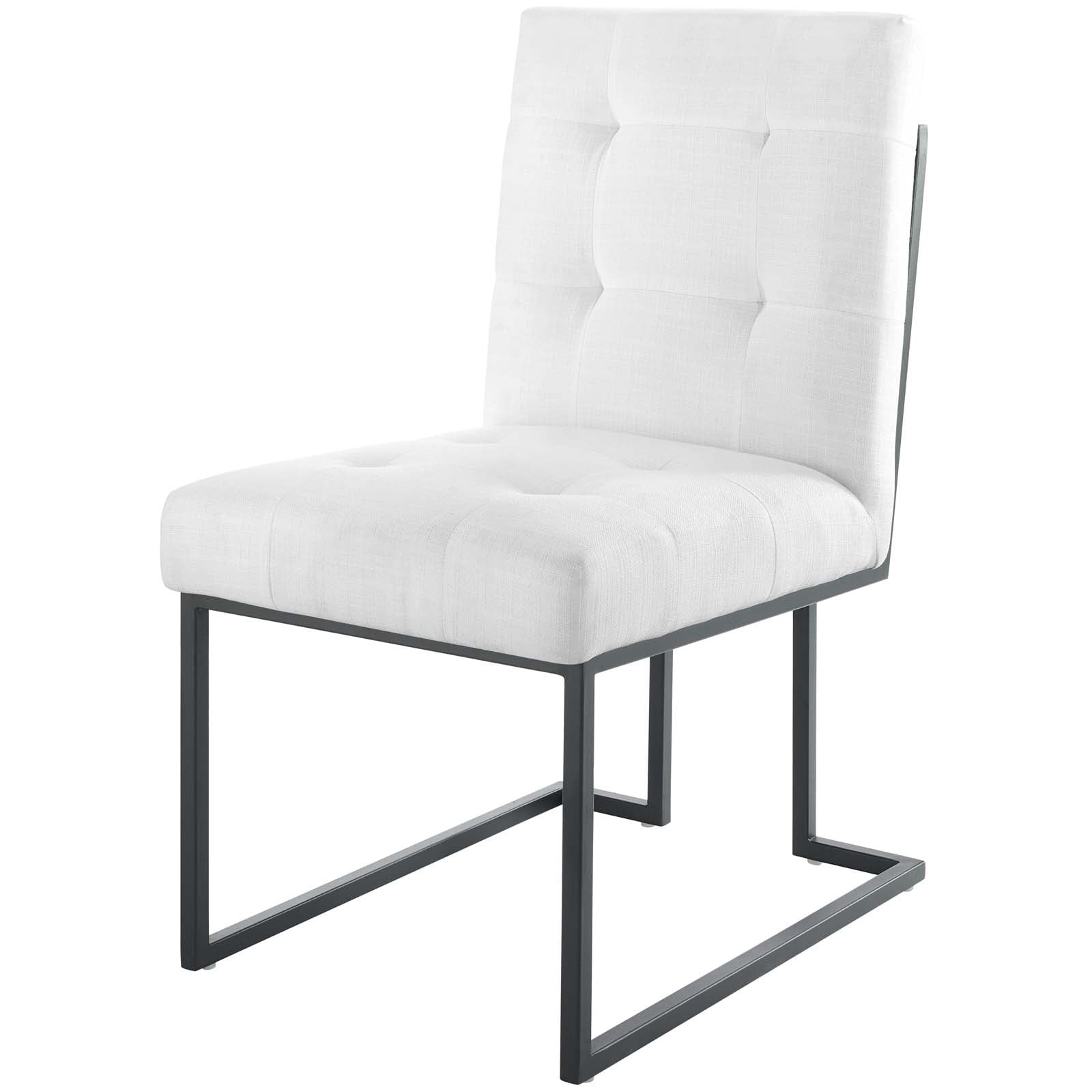 Sleek Privy Black Metal Upholstered Side Dining Chair
