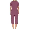 thumbnail image 4 of ZyeKqe Womens Pajamas Sets 2 Piece Loungewear Outfits Short Sleeve Sleepwear Tops Capri Pants Pjs Outfits, 4 of 7