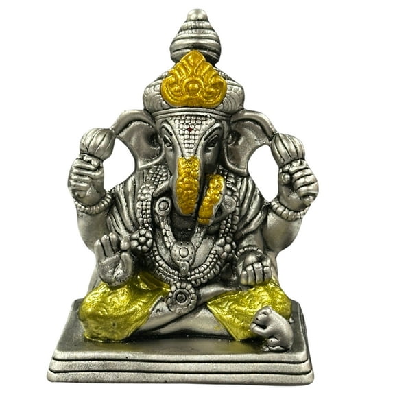 999 Pure Silver Antique Ganesha 3.0-inch Tall Idol / Statue / Murti (Figurine #54)