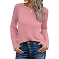 thumbnail image 4 of Fantaslook Textured Tops for Women Crew Neck Long Sleeve Shirts Fall Blouses Casual Basic Tee, 4 of 8