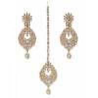 Crunchy Fashion Bollywood Jewellery Traditional Ethnic Bridal Bride Wedding Bridesmaid Gold Plated Indian Earrings Tika Jewelry Set For Women