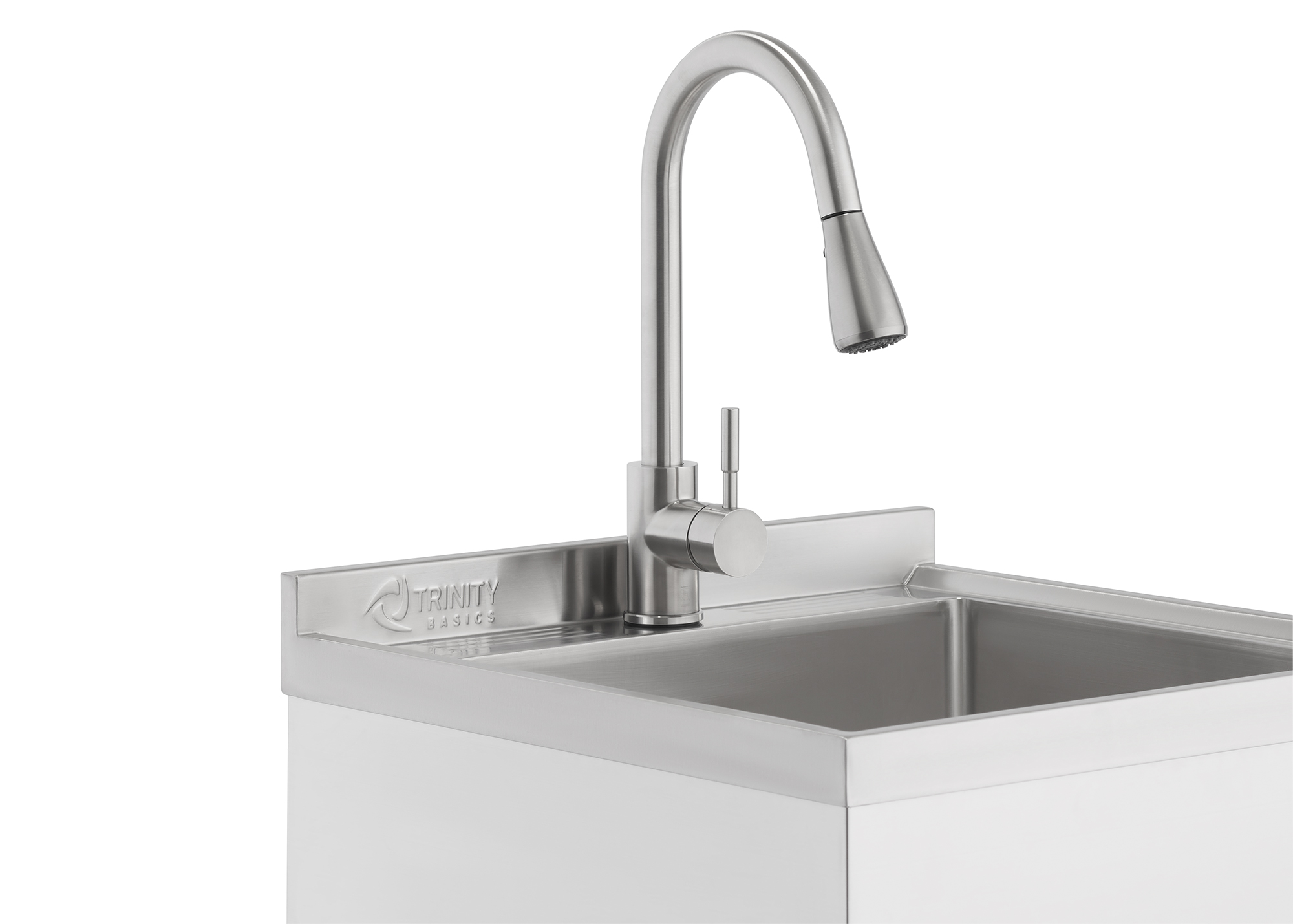 TRINITY BASICS EcoStorage® | 18x16x13 Basin | Stainless Steel Utility Sink | NSF | w/ Pull-Out Faucet | Chrome