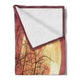 thumbnail image 2 of Luna Soft Flannel Fleece Throw Blanket, Night Sky Super Moon Behind Silhouette of Dead Tree Serenity Nature, Cozy Plush for Indoor and Outdoor Use, 70" x 90", Dried Rose Yellow Brown, by Ambesonne, 2 of 5