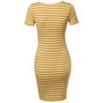 thumbnail image 3 of FashionOutfit Women's Lattice-Front Stripe Short Sleeves Dress, 3 of 3