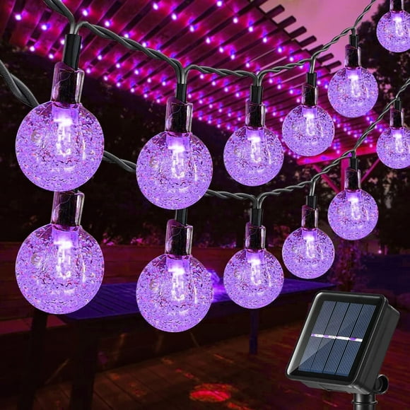 ERDS-Solar String Lights Outdoor, 36ft 60 LED Globe String Lights, Waterproof Crystall Ball Lights Solar Patio Lights with 8 Modes for Garden, Lawn, Patio, Gazebo, Yard, Outdoor - Purple