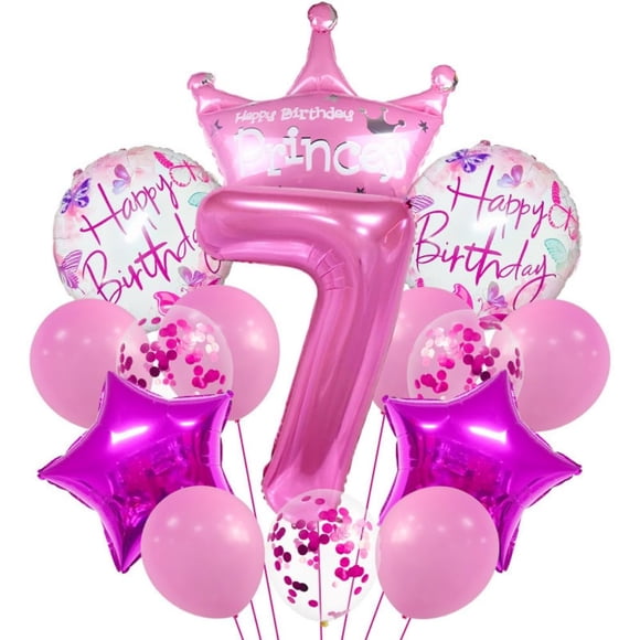 Set de Globos HAUCIAJEIN Número 7 Rosa de 32" para Cumpleaños