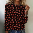 thumbnail image 2 of Valentines Day Long Sleeve Shirts for Womens Cute Heart Print Basic Tee Classic Crewneck Blouse Top, 2 of 4