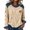 Beige, variant on Knit Long Sleeve Pullover Top Round Neck Solid Color Stitching Tee for Women Casual Streetwear Shirt Soft Layering Blouse Ladies Fall Winter Everyday Wear