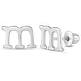 thumbnail image 1 of Boucles d'Oreilles Initiales Polies "m" pour Enfants / Filles - Argent Sterling, 1 of 4