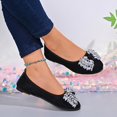 thumbnail image 6 of Women's Round Toe Flat Slip On Shoes, Sparkly Rhinestone Bow Decor Faux Suede Ballet Flats, Elegant Dress Shoes for Wedding Party, 6 of 9