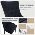 thumbnail image 4 of Modern Tufted Linen Dining Chairs with Solid Wood Legs, Set of 2, Black, 4 of 10