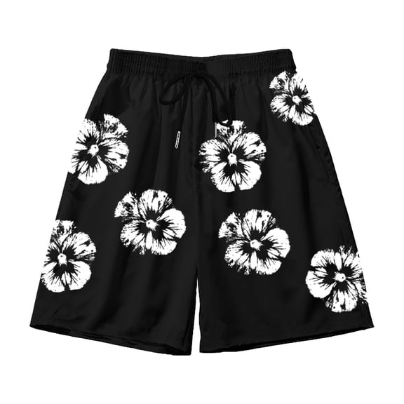 CONZONE Mens Casual Shorts Elastic Waist Drawstring Summer Shorts for Men Floral Graphic Lightweight Loose Fit Workout Gym Shorts With Pockets