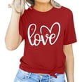 thumbnail image 2 of Penkiiy T-Shirts de la Saint-Valentin pour Femmes, T-Shirts Graphiques Imprimés, Mignons T-Shirts avec Cœur d'Amour, Manches Courtes Décontractées TG Rouge, 2 of 4
