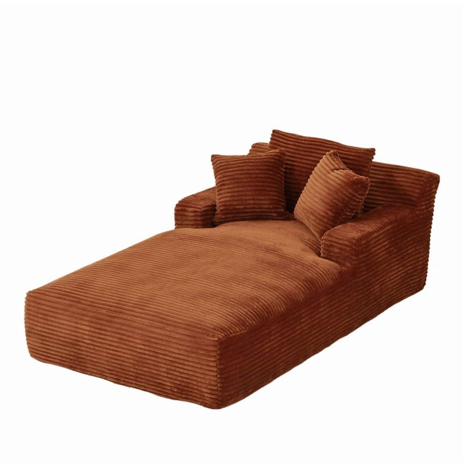 Oversized Chaise Lounge Chair Indoor, 78.7" Extra Deep Boneless Corduroy Lounge Couch Bed with 3 Pillows, Single Seat Reading Chairs for Living Room,Bedroom,Apartment