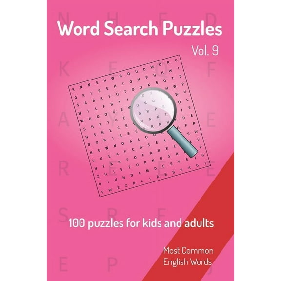 Word Search Puzzles - 100 puzzles for kids and adults: Most Common English Words - Easy to carry - 6x9in - 115 pages - 100 Puzzles and solutions