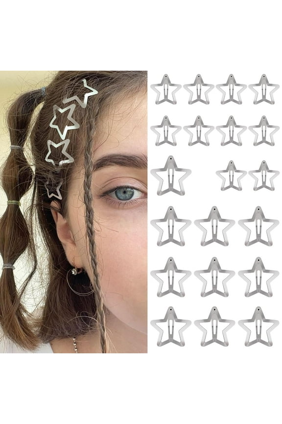Silvery Star Shaped Hairpins Bangs Side Clips Y2K Cute Hair Accessories For Women Girls