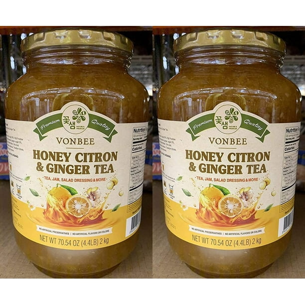 VONBEE HONEY CITRON & GINGER TEA 4.4 Lb SET OF 2