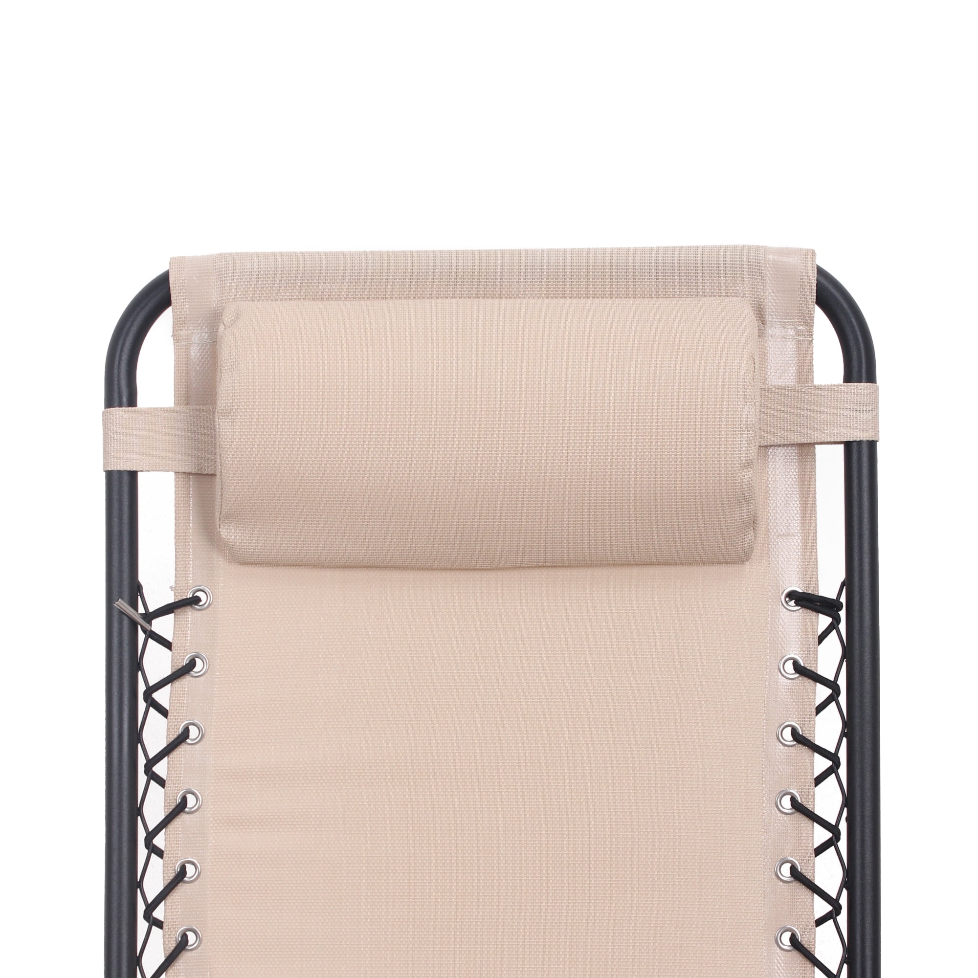 Zero Gravity Lounge Chair Folding with Headrest & Removable Tray, 300 lb Capacity Recliner 90-170° Adjustable, Portable Outdoor Chair for Patio Beach Camping, Khaki