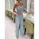 thumbnail image 2 of Jumpsuit Women Long Jumpsuit Strapless Slash Neck Feather Tube Top Sexy PartyXXLBlue, 2 of 2