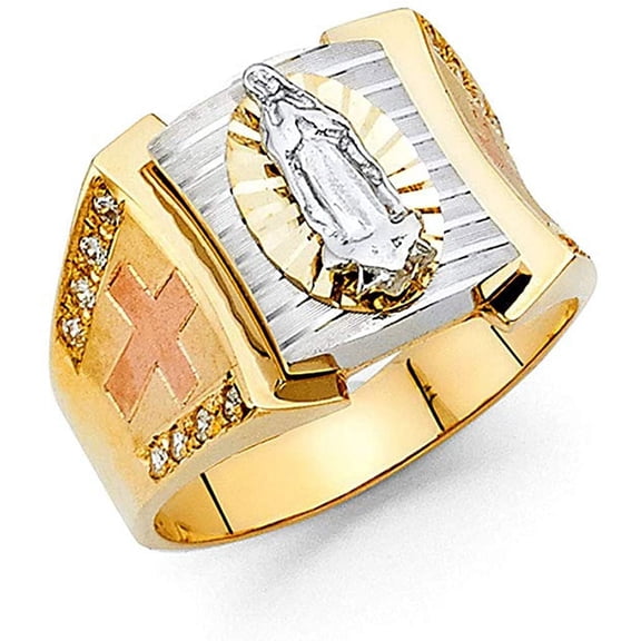 14k Two Tone Gold Men's Cubic Zirconia Ring for Men's (TOP1407, 9)