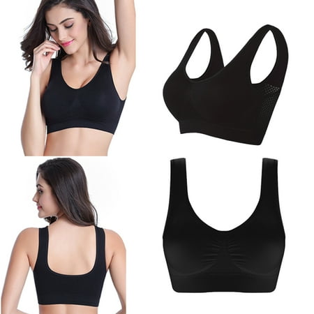 

Women Bra Yoga Sports Underwear Push Up Bra Outdoor Running Fitness Breathable Comfortable Bralette Vest Top Black-6XL 2PCS