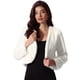 thumbnail image 1 of Chaqueta recortada para mujer Abrigo de invierno Bolero de manga larga con frente abierto de piel sintética blanco M, 1 of 6
