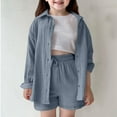 thumbnail image 2 of Xijirk Girls Outfits Casual Play Set Shirt and Shorts Two Piece Pure Color Loose Fit Outfit for Summer Fall Daily Wear School Playground Fun and Comfortable Activities,Navy,7-8 Years, 2 of 9