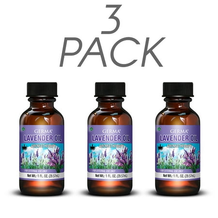 - Germa Lavender Oil, Therapeutic, Natural Calming Aid, Headache Relief and Sleep Aid/Aceite de Lavanda, Terapeutico, Calmante Natural, Alivio del Dolor de Cabeza y Ayuda a Dormir, 1 Oz. Pack of 3
