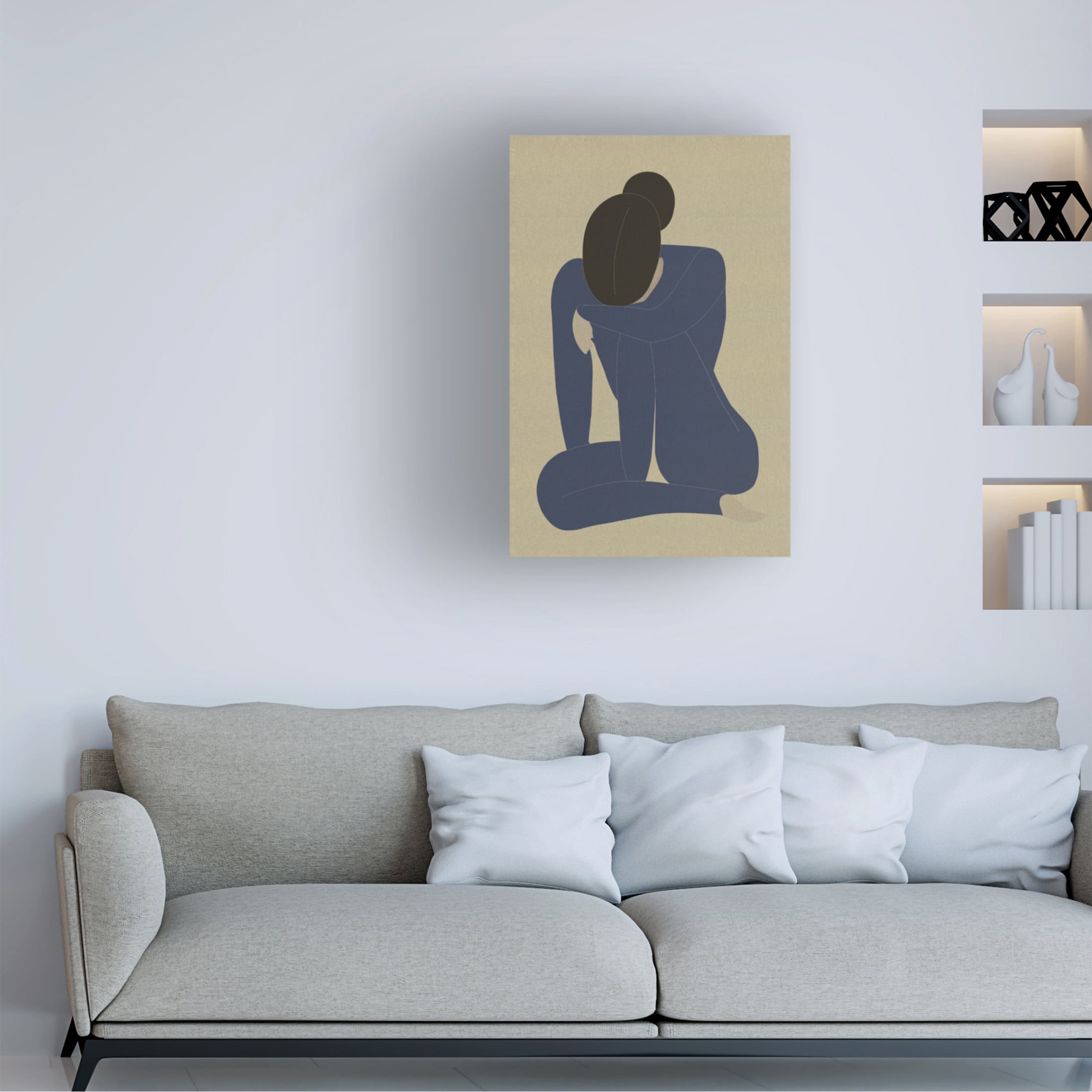 Canvas Wall Art - Incado 'Woman in Thought' Wall Art for Living Room, Bedroom, or Office Décor by Trademark Fine Art - 12 x 19 Inches