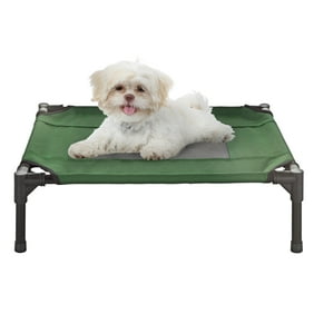 Elevated Dog Bed  24.5x18.5 Portable Bed for Pets with Non-Slip Feet  Indoor/Outdoor Dog Cot or Puppy Bed for Pets up to 25lbs by Petmaker (Green)
