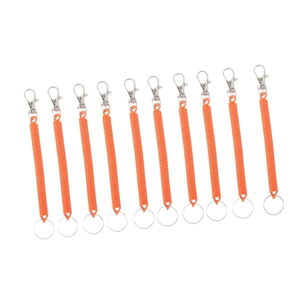 10 llaveros retráctiles en espiral con resorte para cartera, llaves y teléfono móvil. Naranja