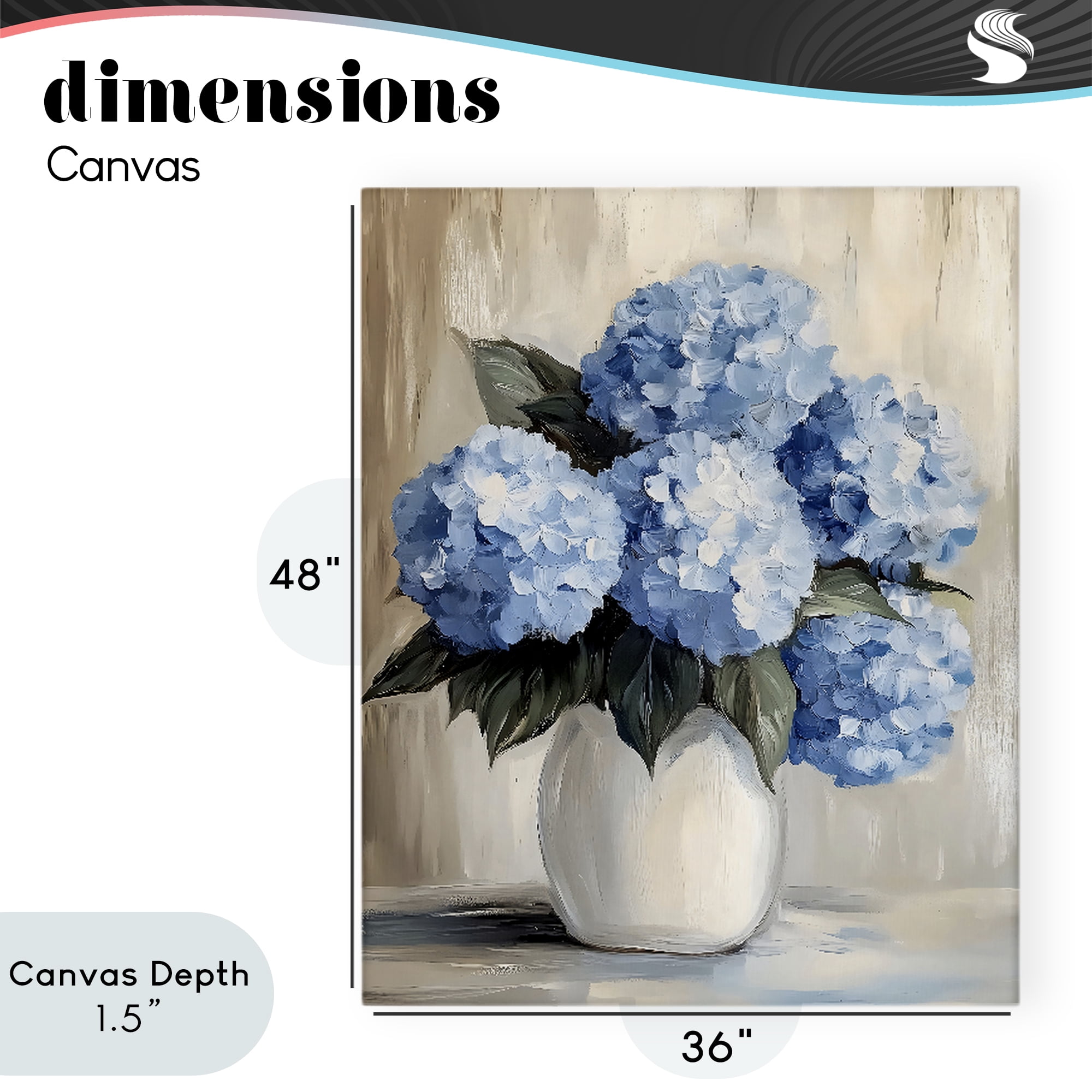 Stupell Industries Painted Hydrangeas in White Vase Canvas Wall Art, design by Creative Studio
