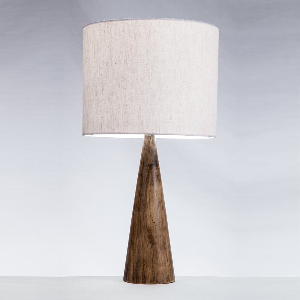 Modern Home Espresso Conical Wood Log Table Lamp w/Natural Jute