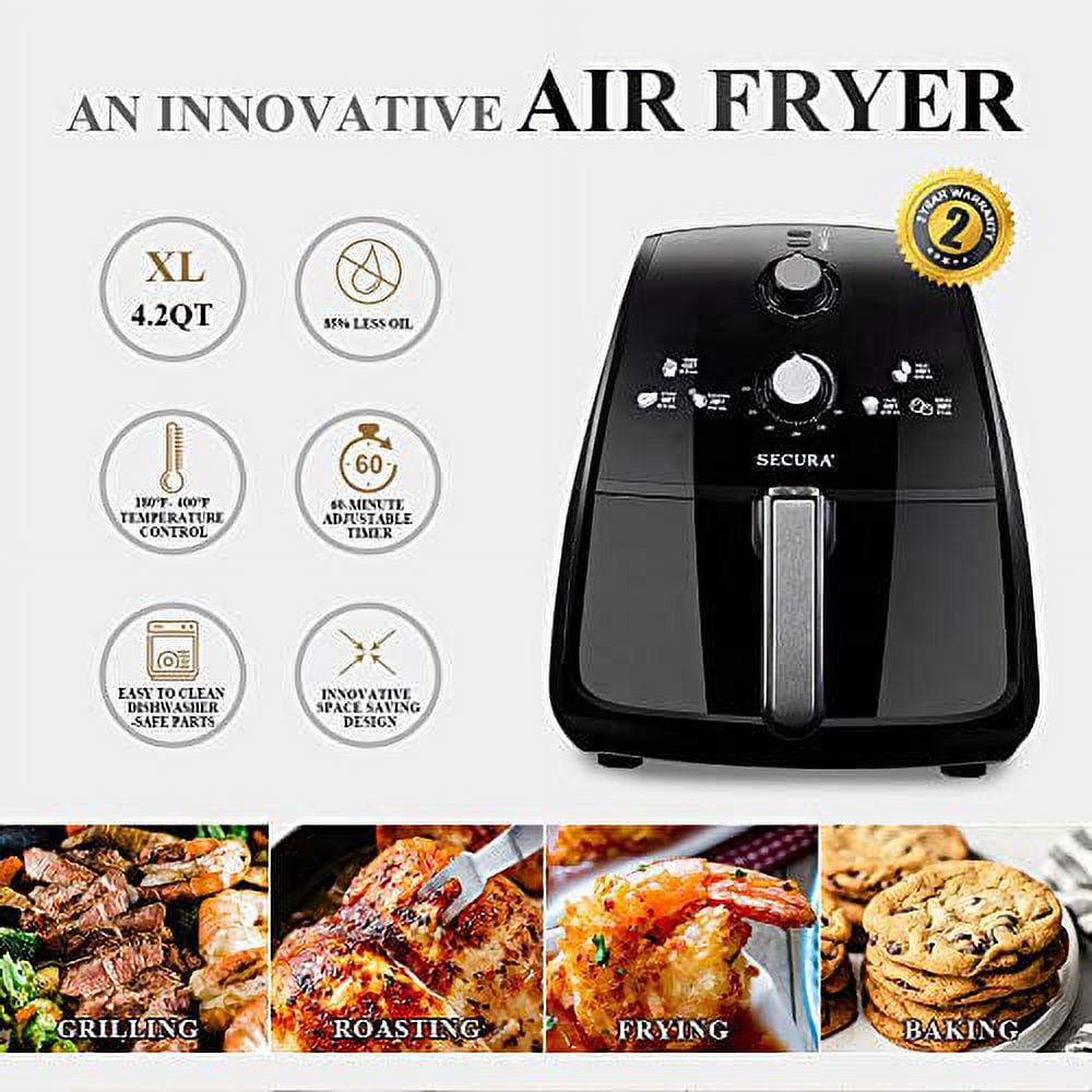 Secura Air Fryer 4.2Qt / 4.0L 1500-Watt Electric Hot XL Air Fryers