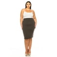thumbnail image 5 of MOA COLLECTION Women's Plus Size Solid Pencil Skirt with Banded Waist - Stretchy, 5 of 7