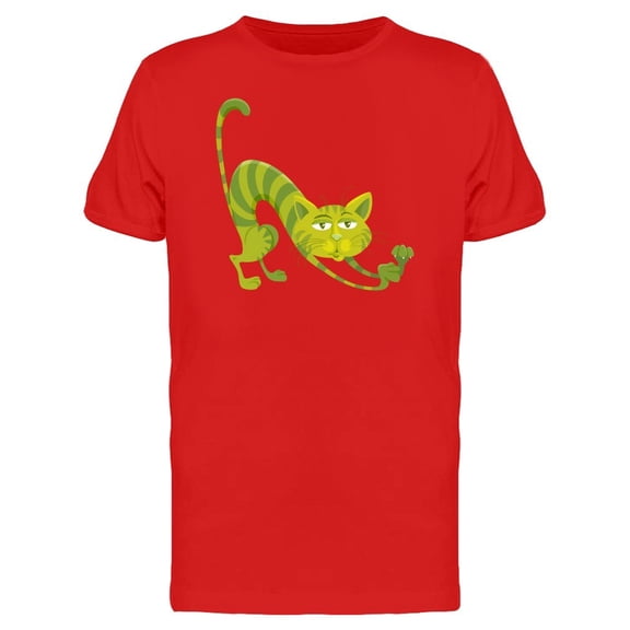 Cool Green Striped Kitten Doodle Tee Men's -Image by Shutterstock