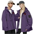 thumbnail image 6 of Gmluru Women's Long Hooded Rain Jacket Men Water Proof Breathable Thin Bicycle Travel Cycling with Hood Outdoor Raincoat Windbreaker Plus Size Purple S-2XL, 6 of 8