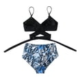 thumbnail image 5 of Women's Striped Print Bikini Set Push Up Padded Two Piece Sexy Swimsuit Beachwear for Summer Vacation Pool Party,Blue,S, 5 of 9