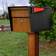 Mail Boss Curbside 7510 Mail Manager Locking Security Mailbox, Black with Wood Grain Powder Coat