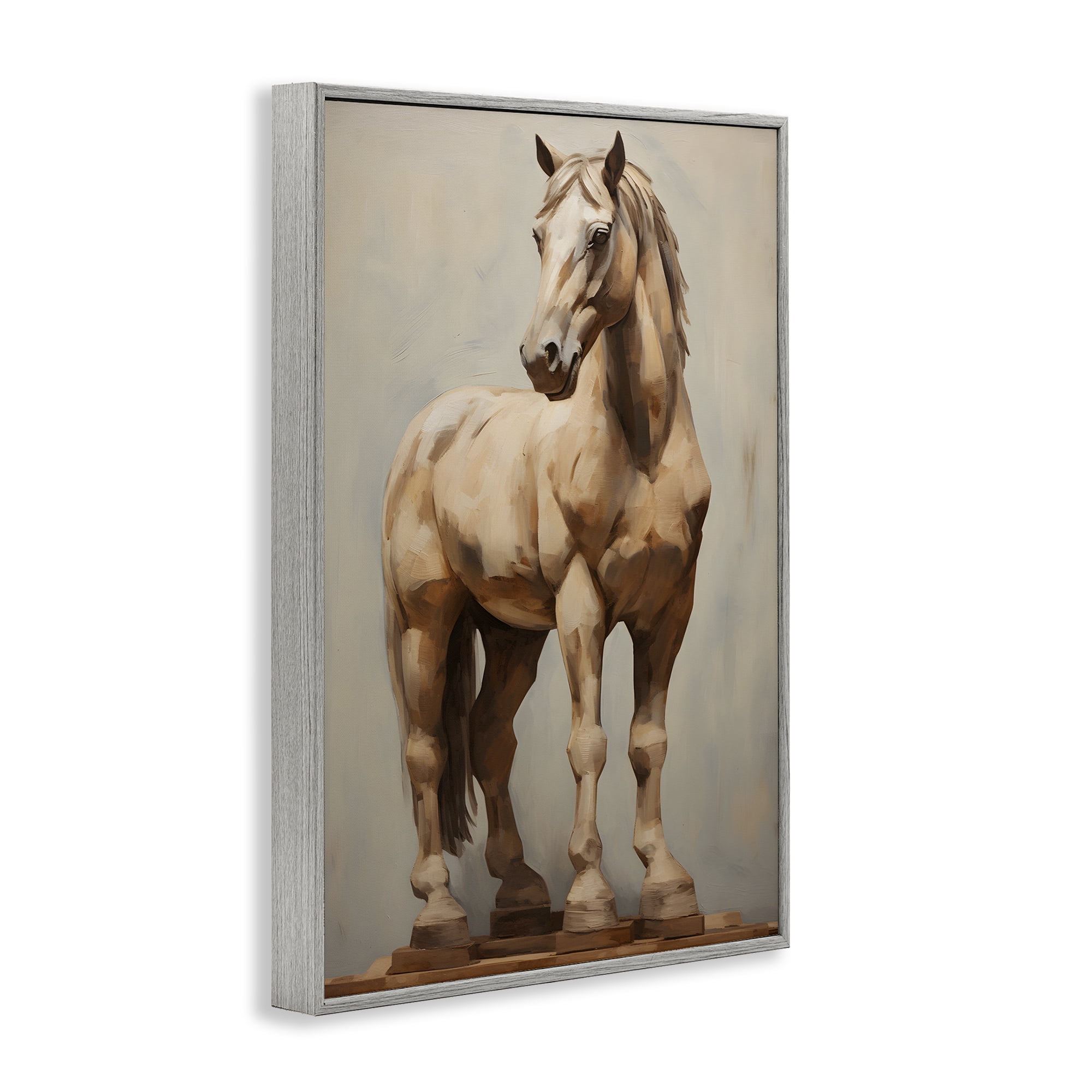 Stupell Industries Magnificent Mare Standing Animals & Insects Painting Gray Framed Art Print Wall Art, 16 x 24