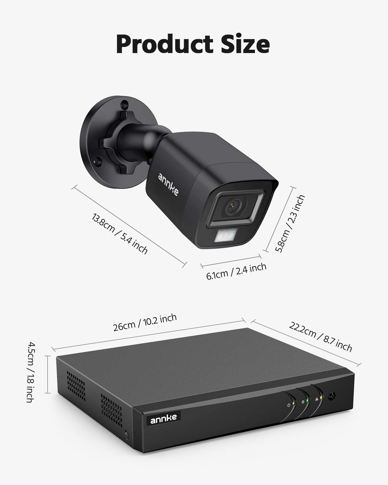 ANNKE 8CH Wired Outdoor Security Camera System with AI Human/Vehicle Detection, 5MP Lite H.265+ CCTV DVR Recorder and 4 x 1080P Surveillance Cameras, Email Alert with Snapshots, 2TB HDD, Black