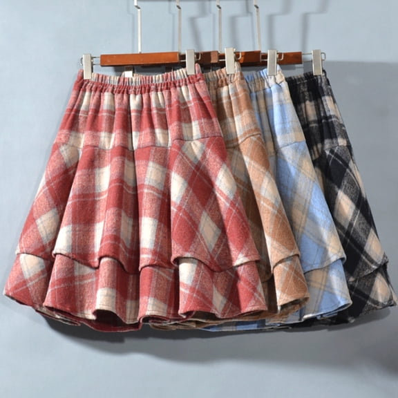 Sentmoon Pleated Skirts for Women Plus Size A-line High Waist Boho Summer Skirts Flowy Beach Plaid Stripe Print Loose Breathable Tennis Skirts for Women Trendy for Party Free Size