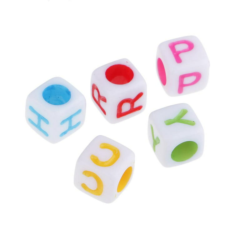 Dunsi 30Pcs/Lot 8 * 8mm Dice Beads Square Shape Acrylic Spaced Beads for  DIY Bracelet Necklace Charms Jewelry Making Accessories - (Color: White 02